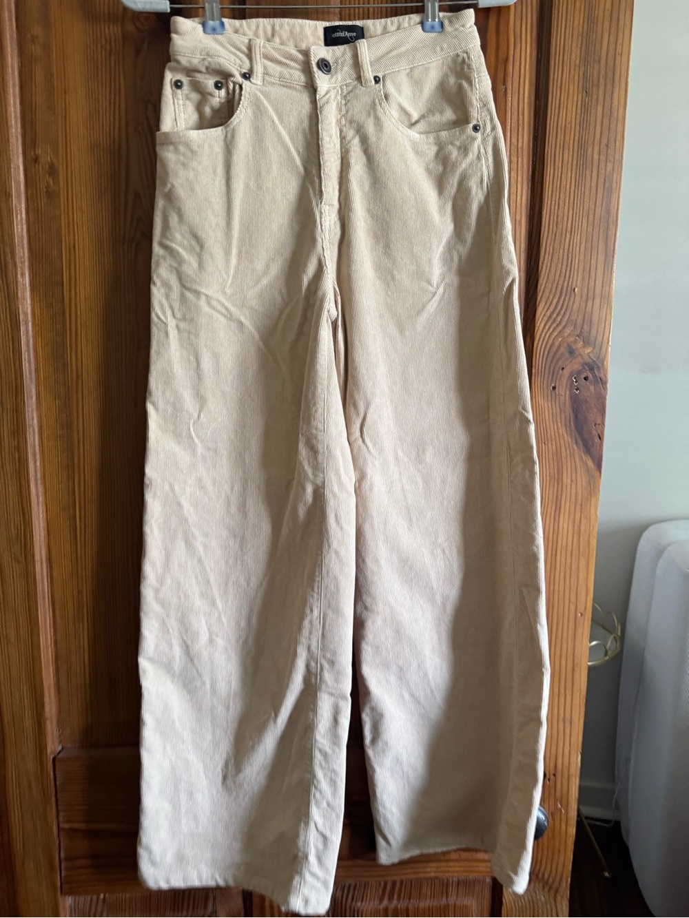 Corduroy Wide-Leg women’s Pants in Light Beige